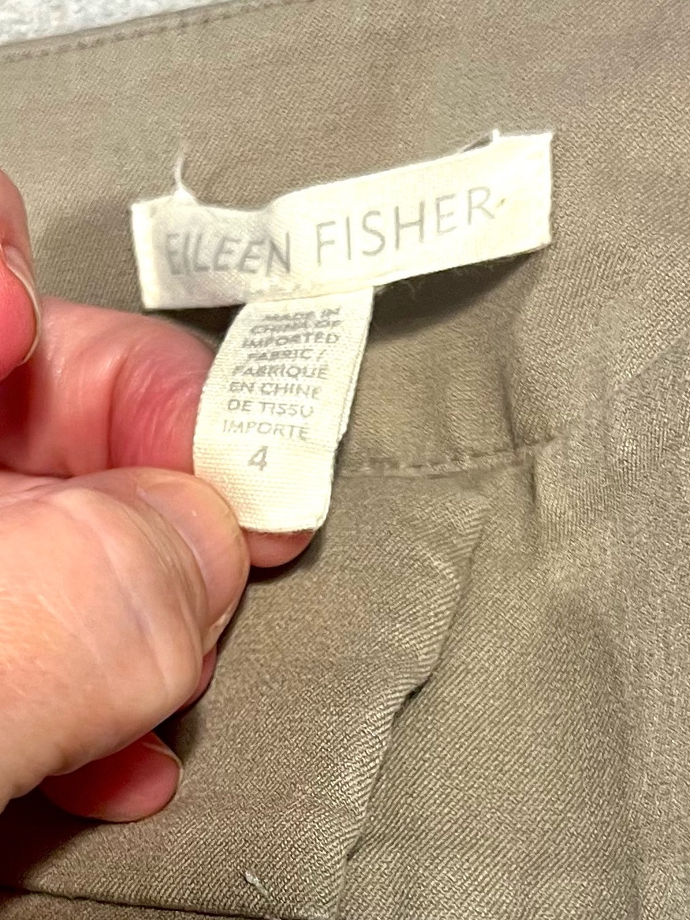 Eileen Fisher Organic Cotton Tapered Chino Pants  Mid-Rise Flat Front Size 4 - Picture 6 of 10